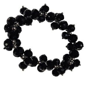 Vintage Elegant Black Crystal Beaded Stretch Bracelet Fashion Jewelry Women
